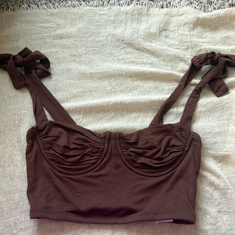 Cropped corset style top with tie straps